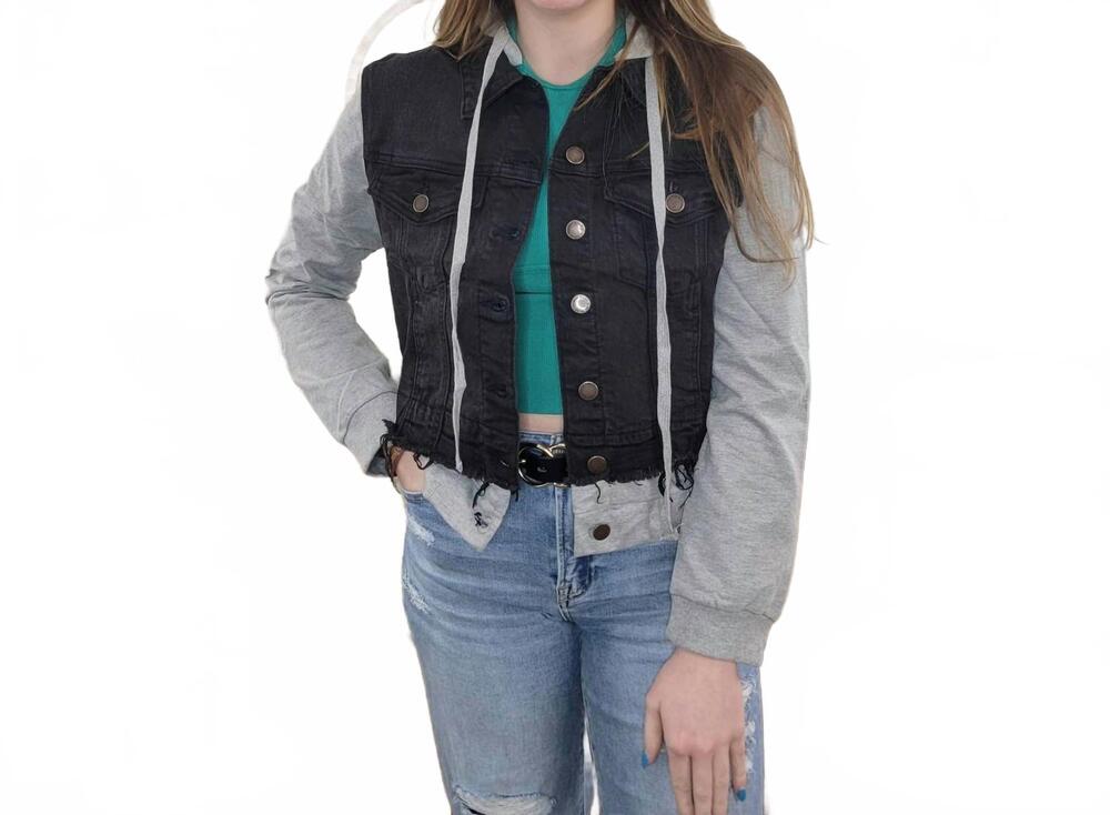 NEW RISEN meadow hooded jean jacket in black